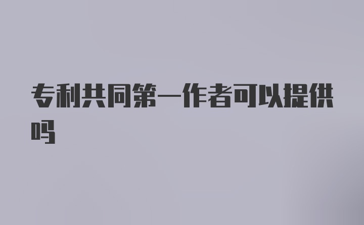 专利共同第一作者可以提供吗