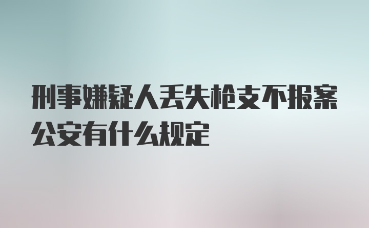 刑事嫌疑人丢失枪支不报案公安有什么规定