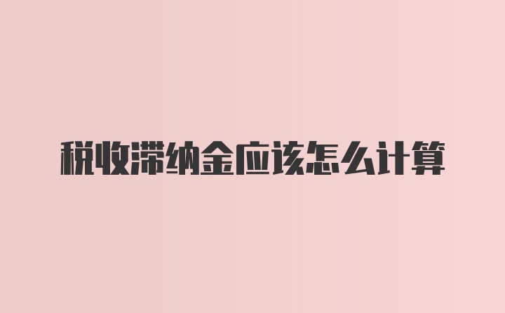 税收滞纳金应该怎么计算