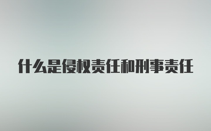 什么是侵权责任和刑事责任