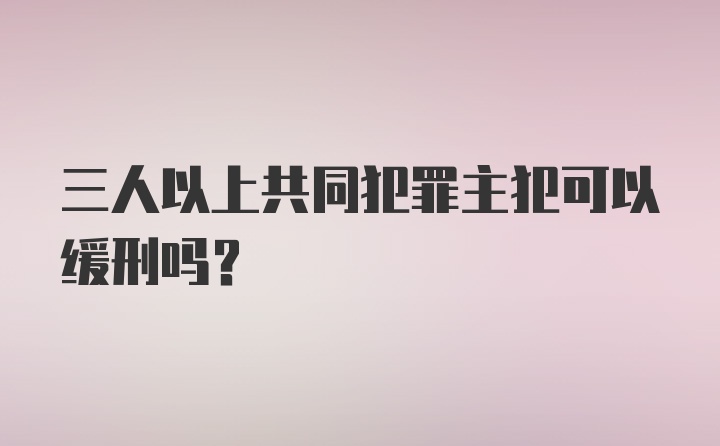 三人以上共同犯罪主犯可以缓刑吗？