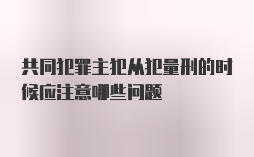 共同犯罪主犯从犯量刑的时候应注意哪些问题