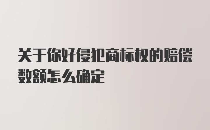 关于你好侵犯商标权的赔偿数额怎么确定