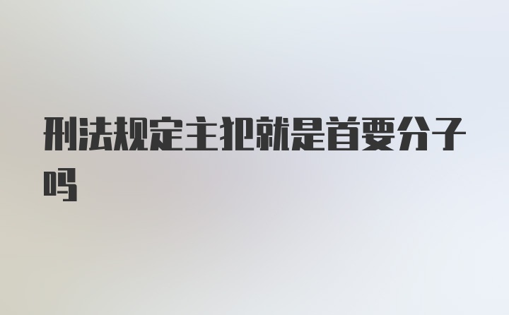 刑法规定主犯就是首要分子吗