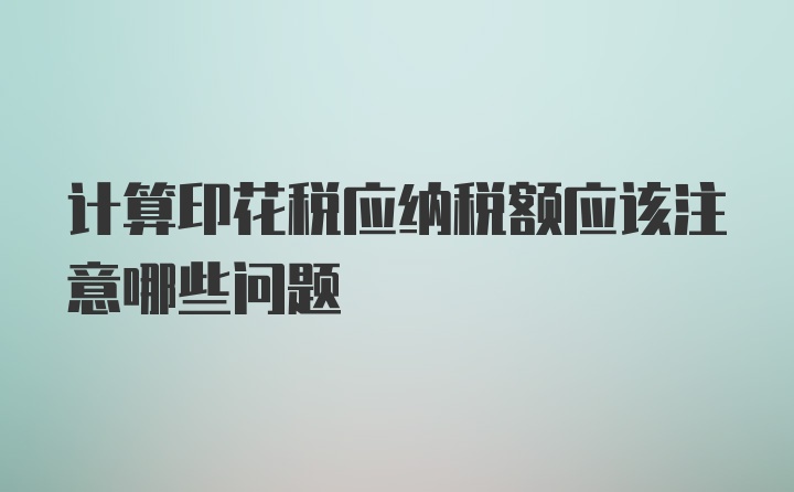 计算印花税应纳税额应该注意哪些问题