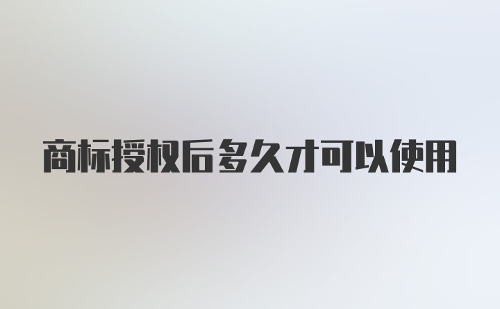 商标授权后多久才可以使用