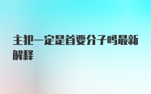 主犯一定是首要分子吗最新解释