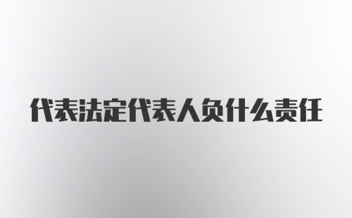 代表法定代表人负什么责任