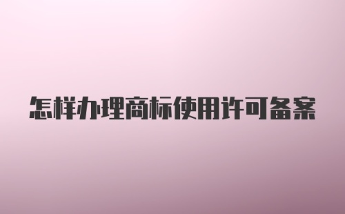 怎样办理商标使用许可备案