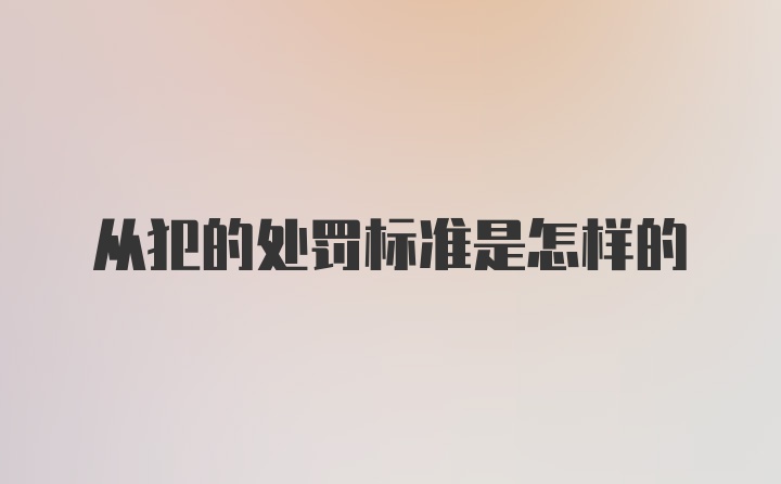 从犯的处罚标准是怎样的