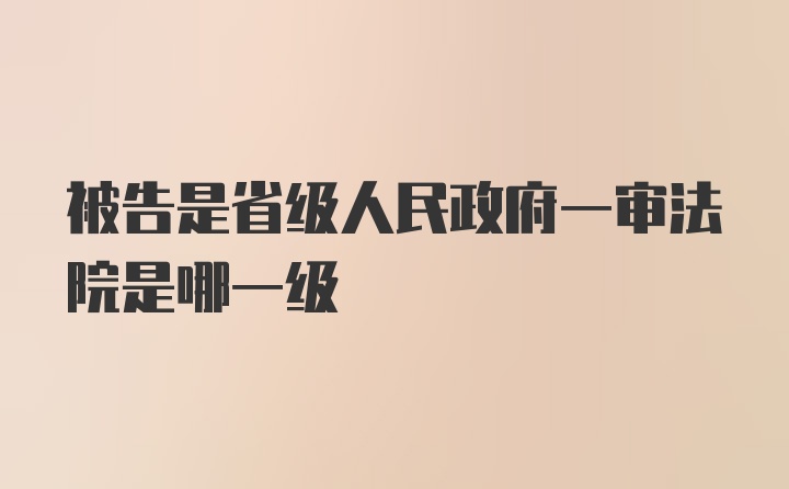 被告是省级人民政府一审法院是哪一级