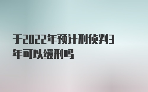 于2022年预计刑侦判3年可以缓刑吗