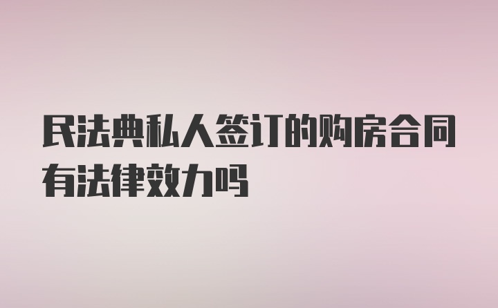 民法典私人签订的购房合同有法律效力吗