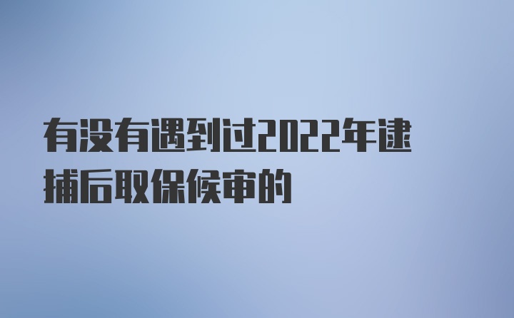 有没有遇到过2022年逮捕后取保候审的