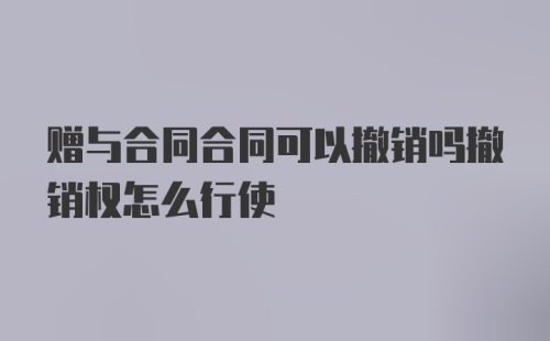 赠与合同合同可以撤销吗撤销权怎么行使