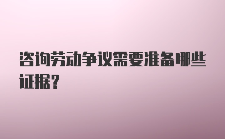 咨询劳动争议需要准备哪些证据？