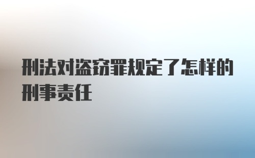 刑法对盗窃罪规定了怎样的刑事责任