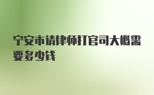 宁安市请律师打官司大概需要多少钱