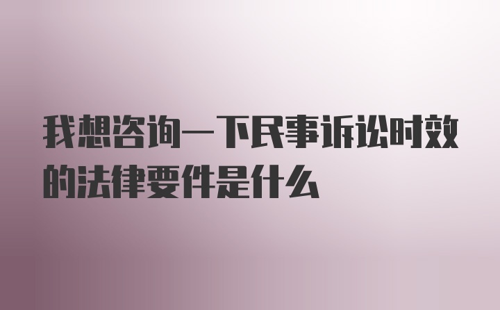 我想咨询一下民事诉讼时效的法律要件是什么