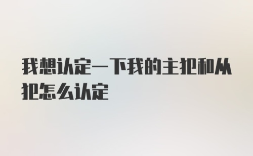 我想认定一下我的主犯和从犯怎么认定