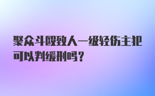 聚众斗殴致人一级轻伤主犯可以判缓刑吗？