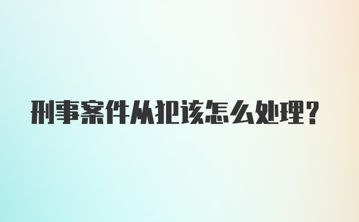 刑事案件从犯该怎么处理?