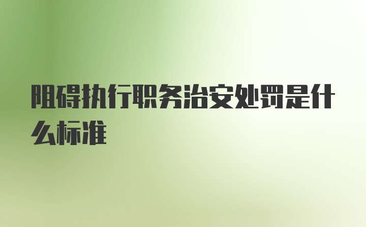 阻碍执行职务治安处罚是什么标准