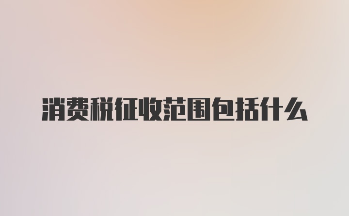 消费税征收范围包括什么