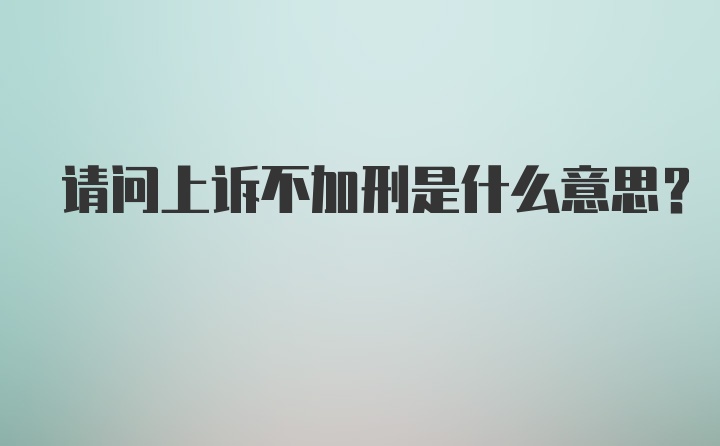 请问上诉不加刑是什么意思?