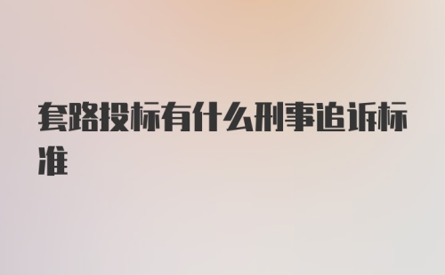 套路投标有什么刑事追诉标准