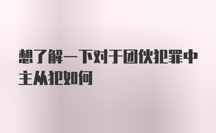 想了解一下对于团伙犯罪中主从犯如何