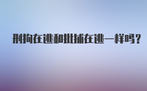 刑拘在逃和批捕在逃一样吗?