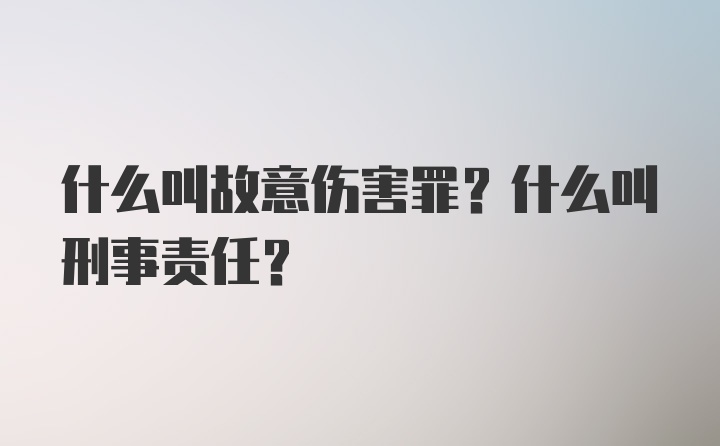 什么叫故意伤害罪？什么叫刑事责任？