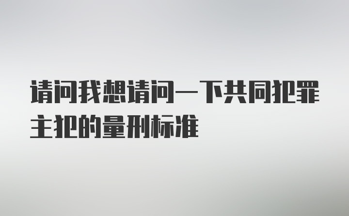 请问我想请问一下共同犯罪主犯的量刑标准