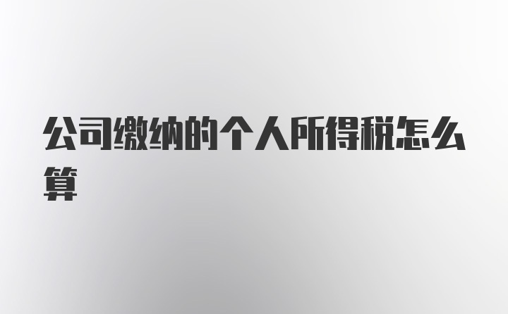 公司缴纳的个人所得税怎么算