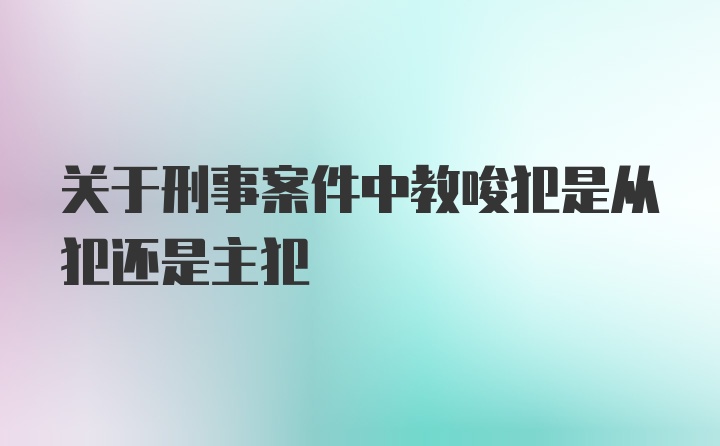 关于刑事案件中教唆犯是从犯还是主犯