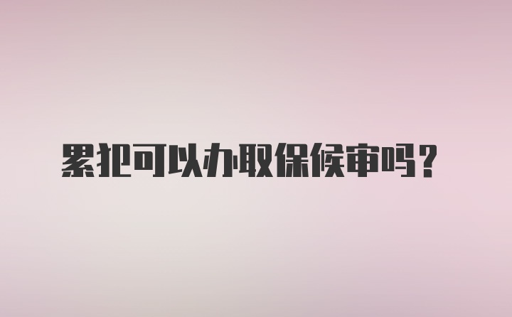 累犯可以办取保候审吗？