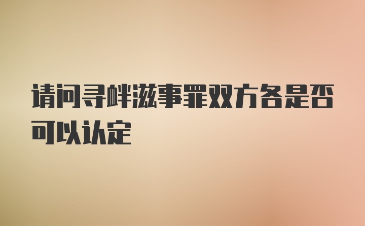 请问寻衅滋事罪双方各是否可以认定