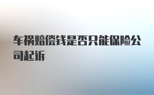 车祸赔偿钱是否只能保险公司起诉