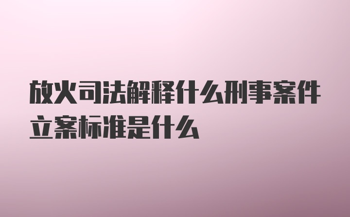 放火司法解释什么刑事案件立案标准是什么