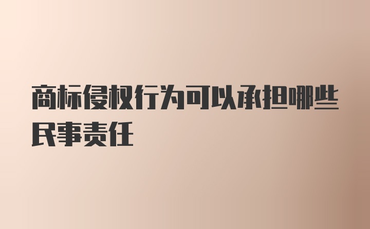 商标侵权行为可以承担哪些民事责任