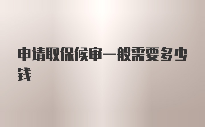 申请取保候审一般需要多少钱