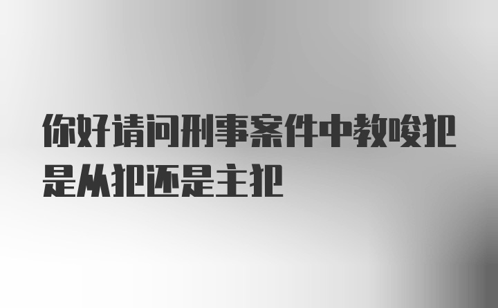 你好请问刑事案件中教唆犯是从犯还是主犯