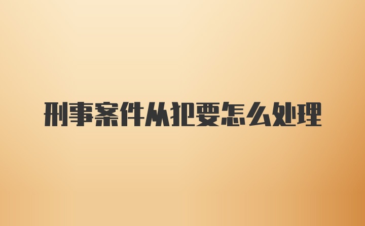 刑事案件从犯要怎么处理