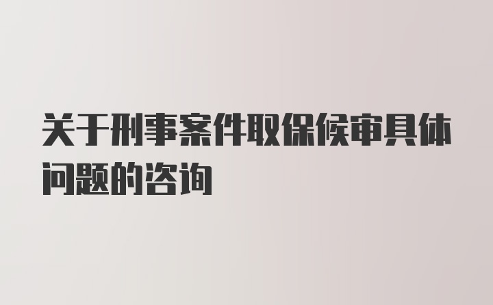 关于刑事案件取保候审具体问题的咨询