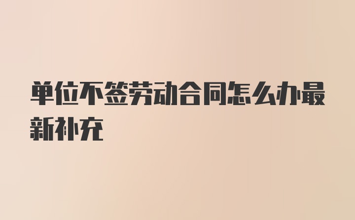 单位不签劳动合同怎么办最新补充