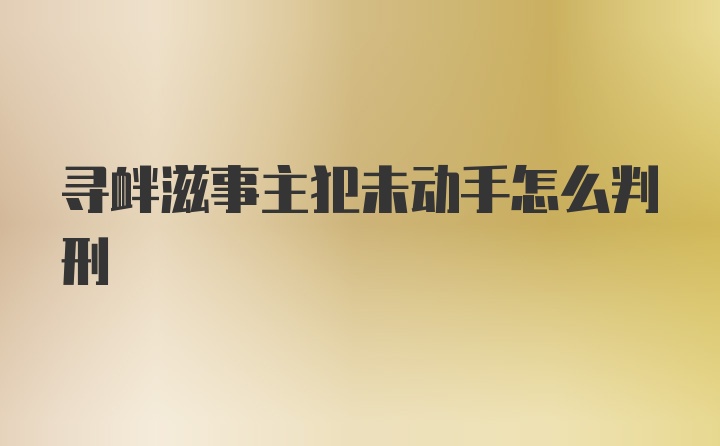 寻衅滋事主犯未动手怎么判刑