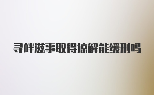 寻衅滋事取得谅解能缓刑吗