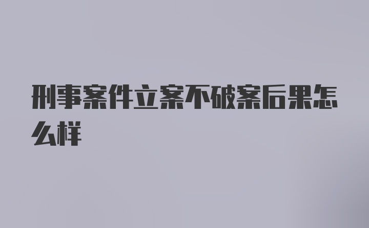 刑事案件立案不破案后果怎么样