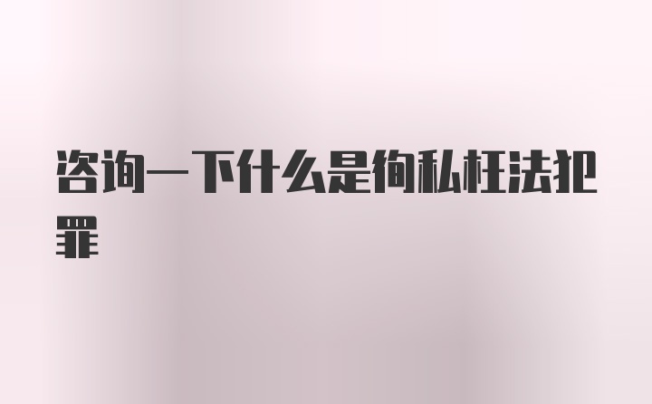 咨询一下什么是徇私枉法犯罪